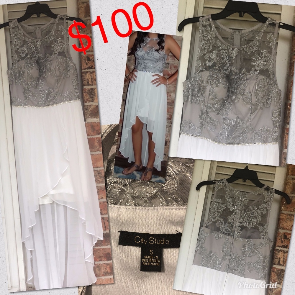 Sweetheart Sparkly Silver Top with White Bottom